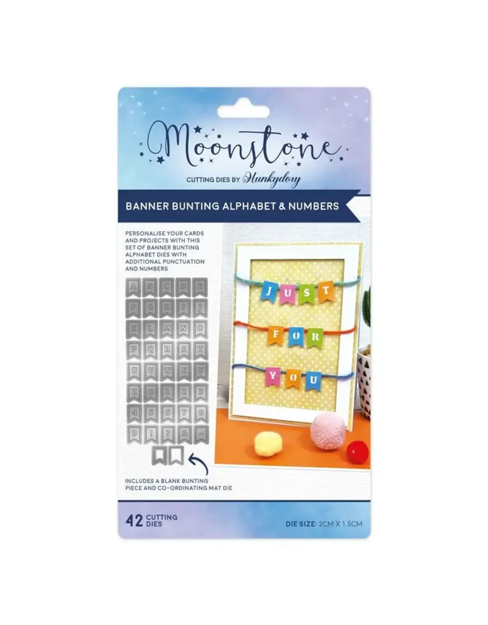HUNKYDORY CRAFTS LTD. HUNKYDORY MOONSTONE BANNER BUNTING ALPHABET & NUMBERS DIE SET