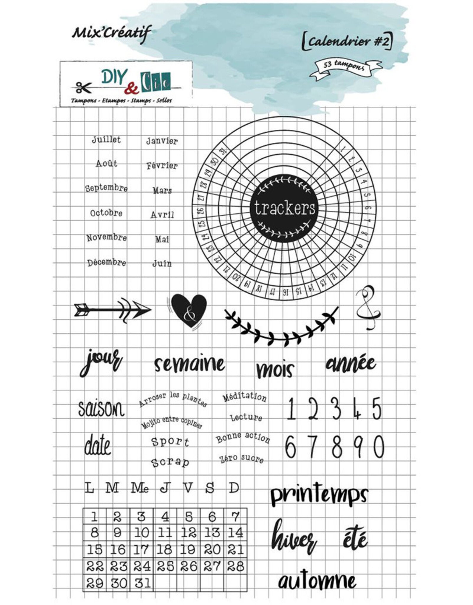 DIY & CIE DIY & CIE MIX CREATIF TAMPON CLAIR CALENDRIER #2