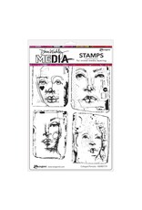 RANGER RANGER DINA WAKLEY MEDIA COLLAGED PORTRAITS CLING STAMP SET