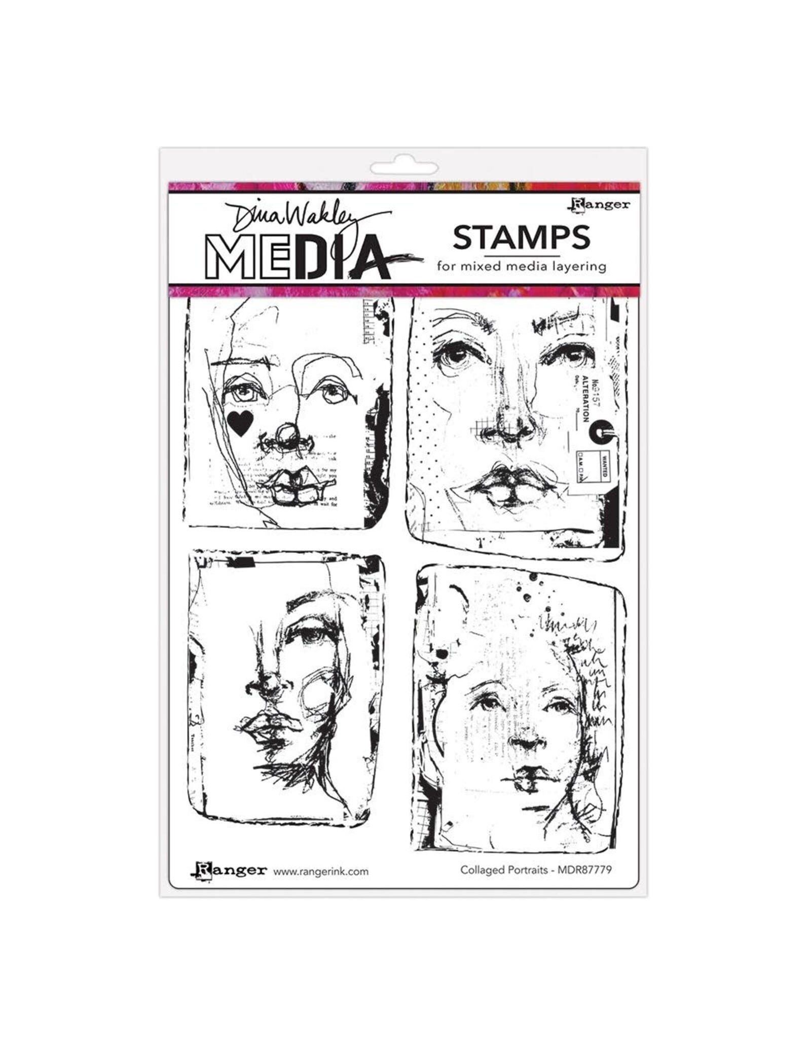RANGER RANGER DINA WAKLEY MEDIA COLLAGED PORTRAITS CLING STAMP SET