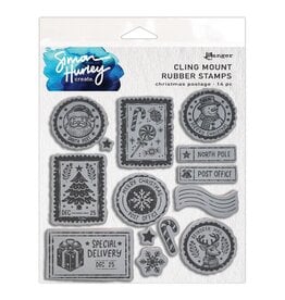 RANGER RANGER SIMON HURLEY CREATE CHRISTMAS POSTAGE 6x6 CLING STAMP SET