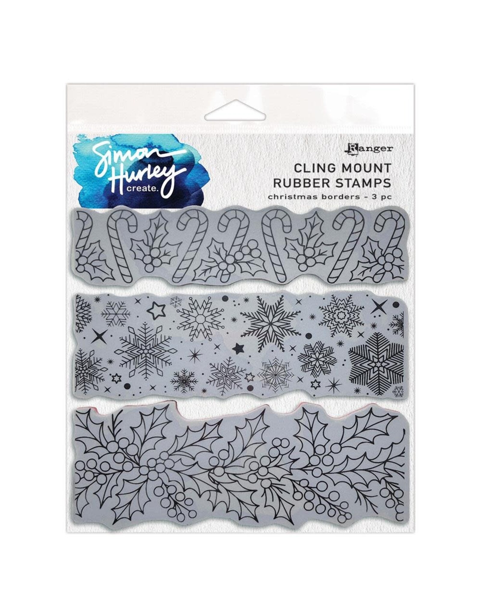 RANGER RANGER SIMON HURLEY CREATE CHRISTMAS BORDERS 6x6 CLING STAMP SET