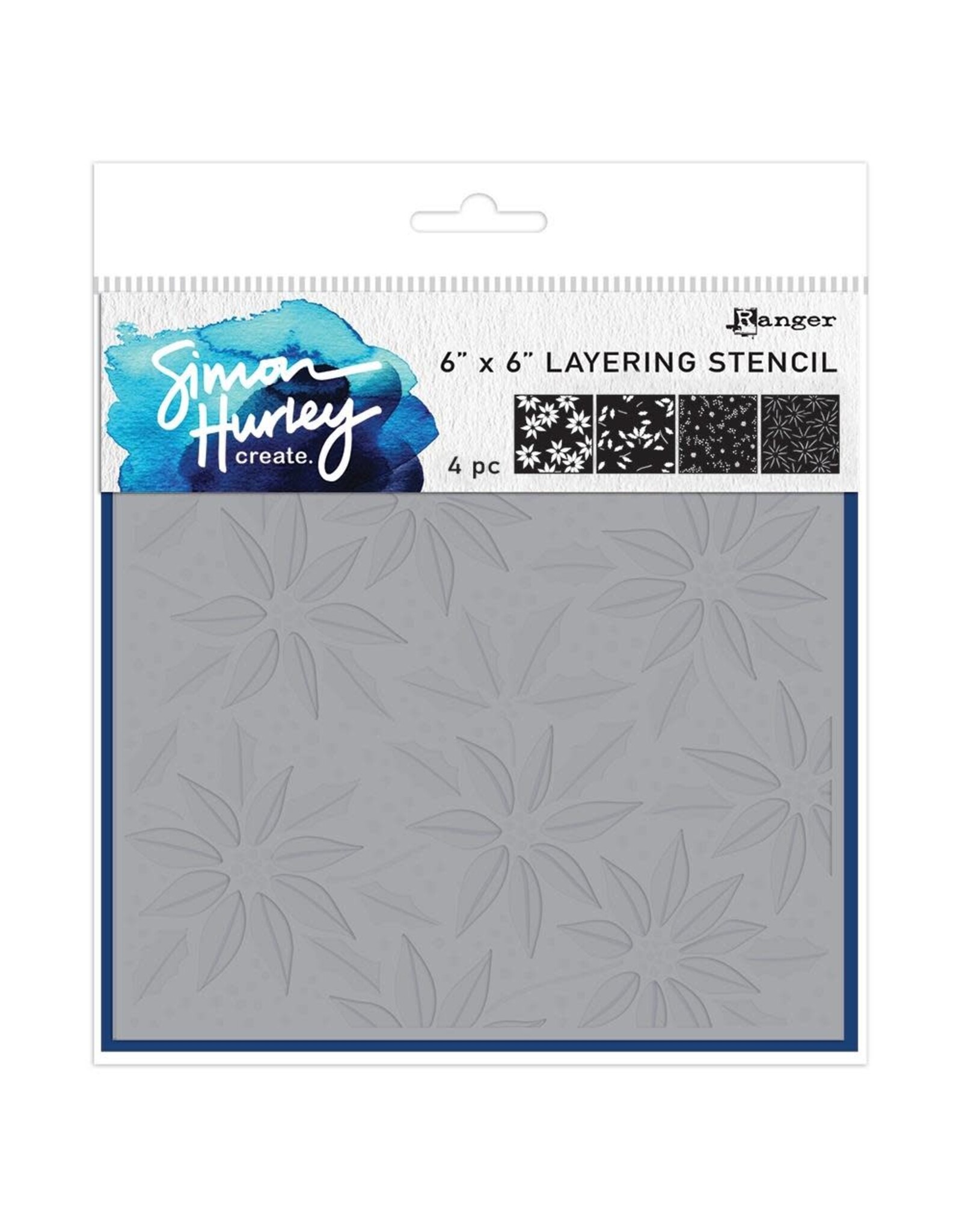 RANGER RANGER SIMON HURLEY FESTIVE POINSETTIAS 6x6 STENCIL SET