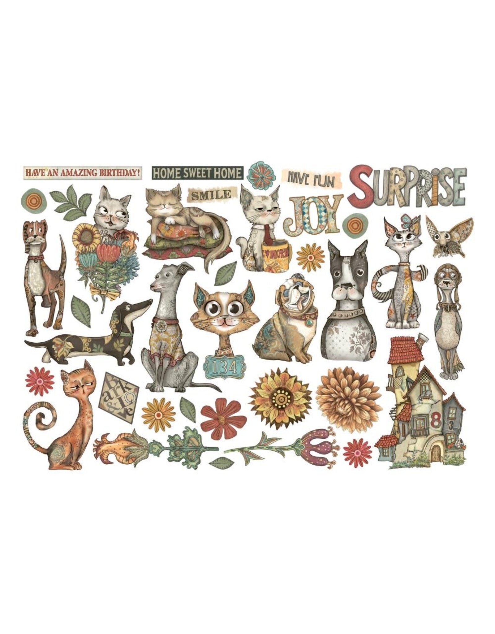 STAMPERIA STAMPERIA FURRY FRIENDS EPHEMERA ADHESIVE PAPER CUT OUTS