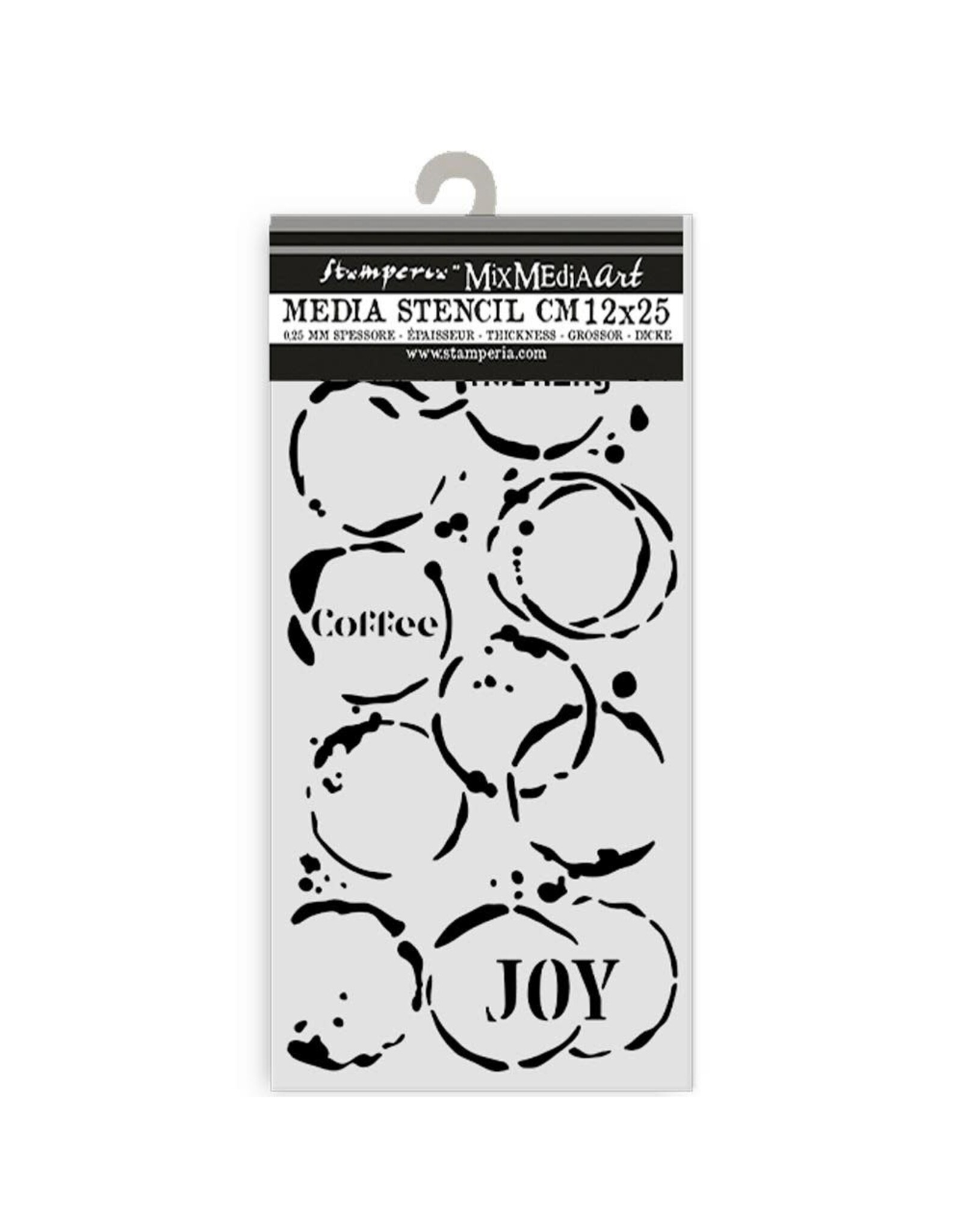 STAMPERIA STAMPERIA FURRY FRIENDS COFFEE PRINTS 12x25cm STENCIL
