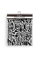 STAMPERIA STAMPERIA FURRY FRIENDS NUMBERS AND LETTERS PATTERN 20x25cm STENCIL