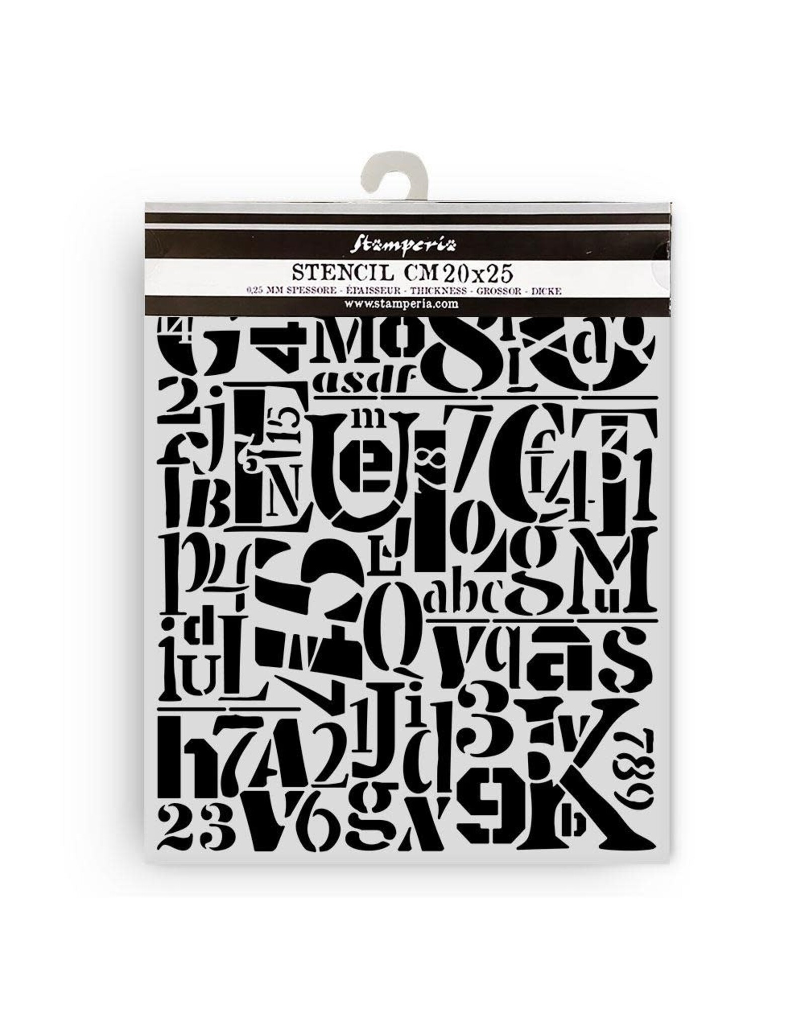STAMPERIA STAMPERIA FURRY FRIENDS NUMBERS AND LETTERS PATTERN 20x25cm STENCIL