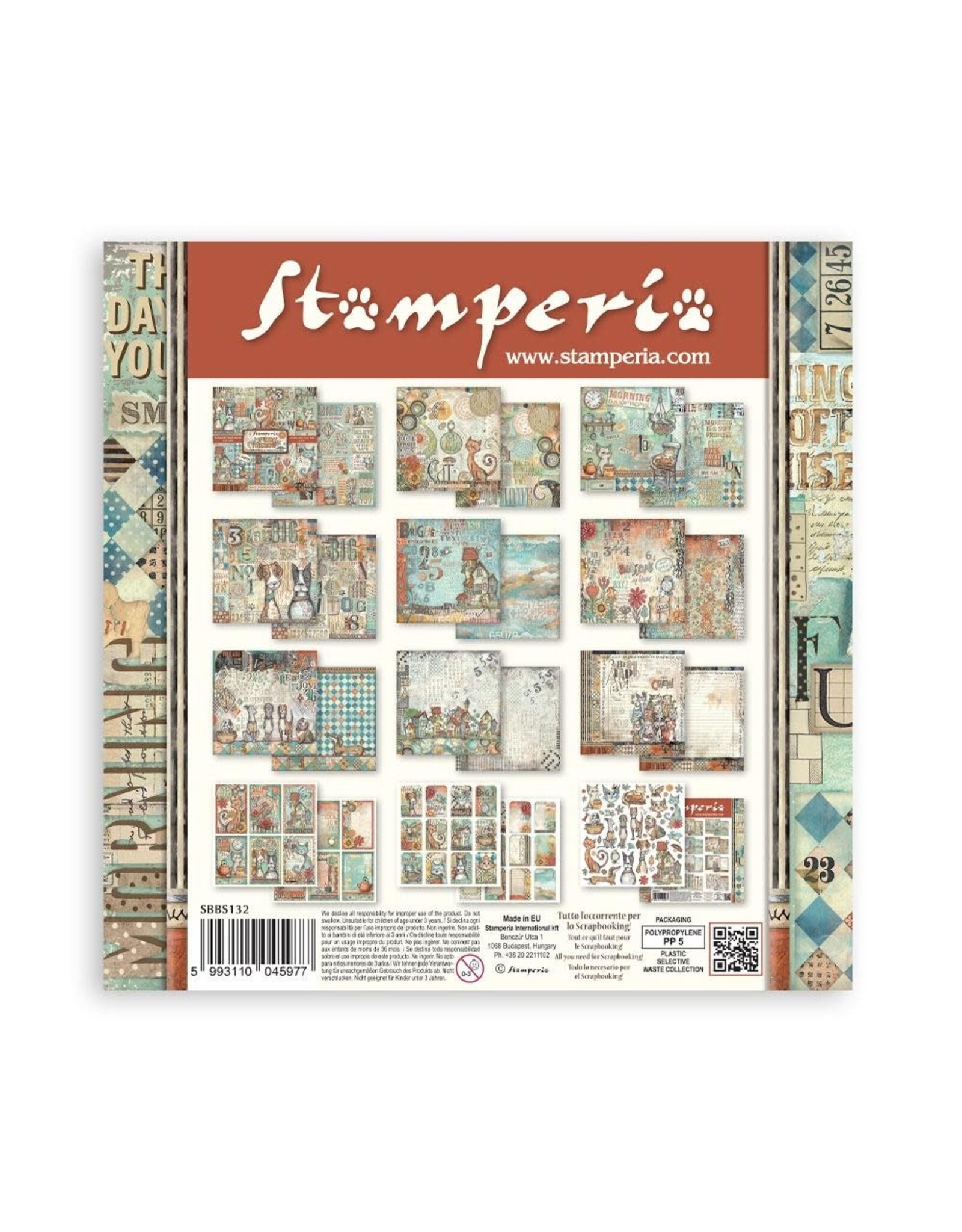 STAMPERIA STAMPERIA FURRY FRIENDS 8x8 PAPER PACK 10 SHEETS
