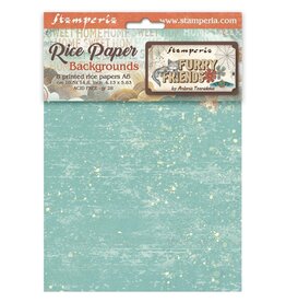 STAMPERIA STAMPERIA FURRY FRIENDS ASSORTED A6 RICE PAPER DECOUPAGE BACKGROUNDS 10.5X14.8CM 8/PK