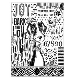 STAMPERIA STAMPERIA FURRY FRIENDS DOG BLACK AND WHITE A4 RICE PAPER