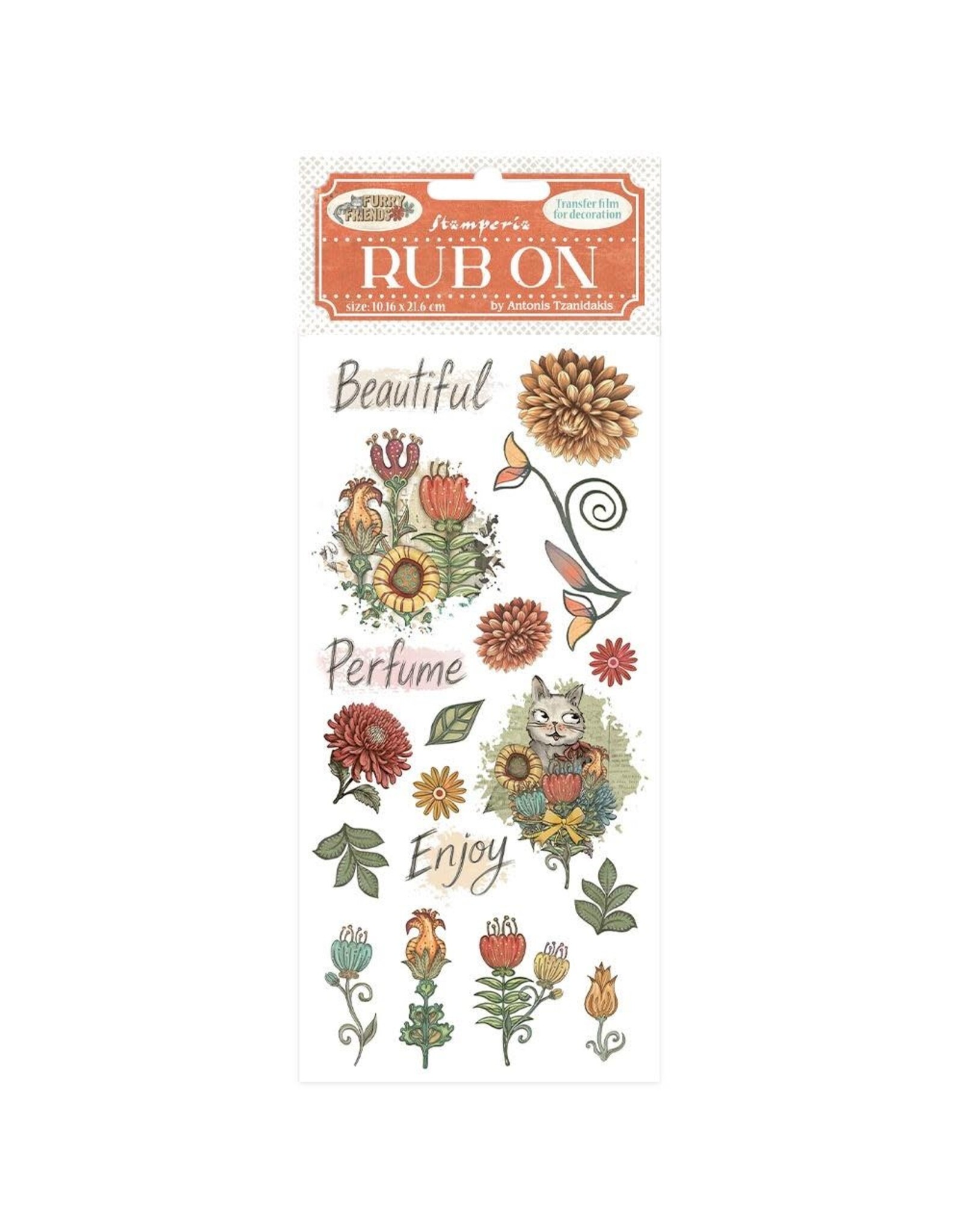 STAMPERIA STAMPERIA FURRY FRIENDS FLOWERS RUB-ON