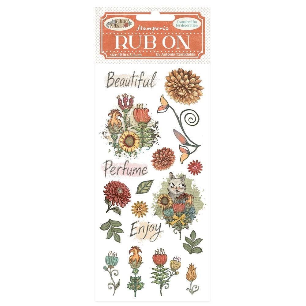 STAMPERIA STAMPERIA FURRY FRIENDS FLOWERS RUB-ON