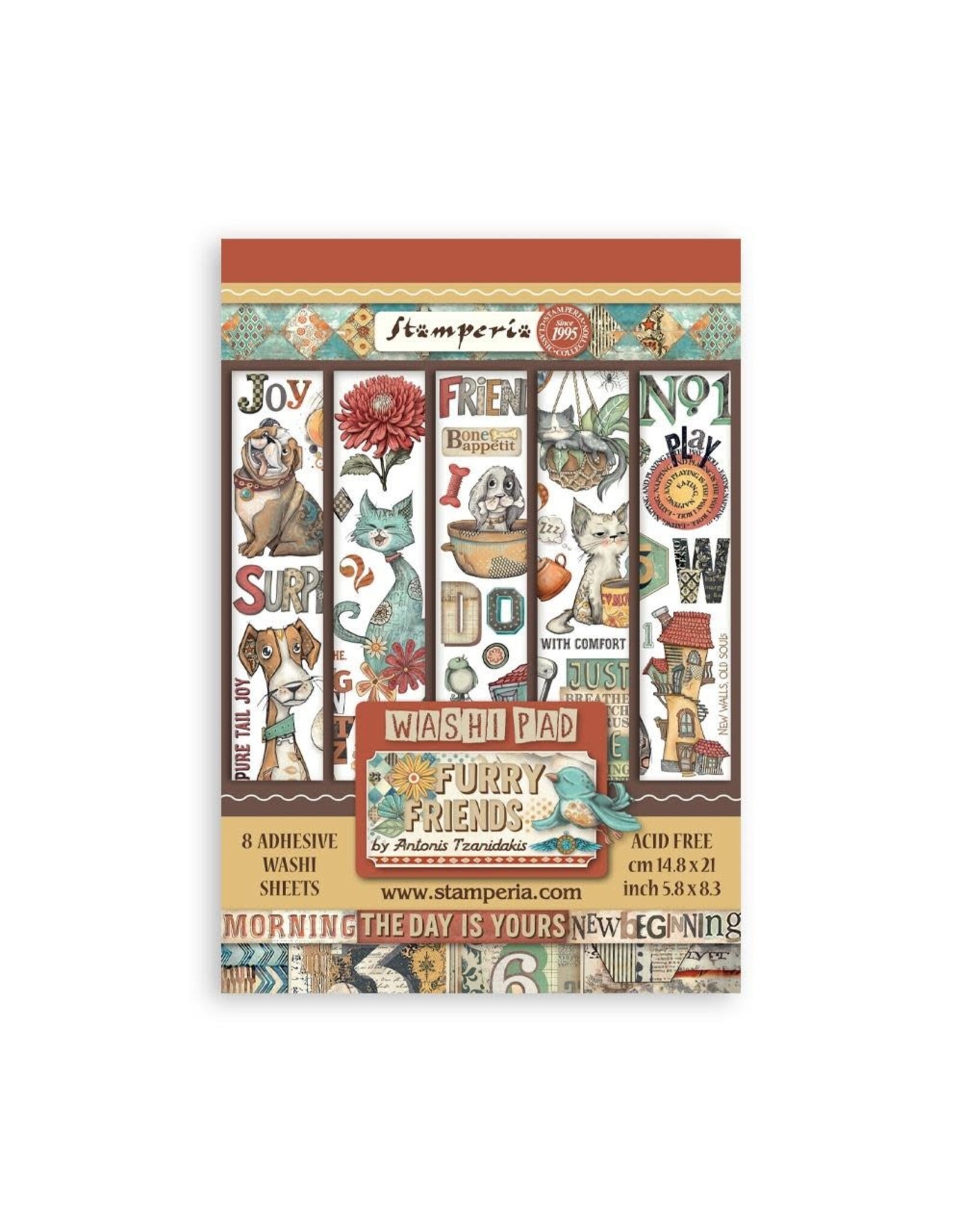 STAMPERIA STAMPERIA FURRY FRIENDS A5 WASHI PAD