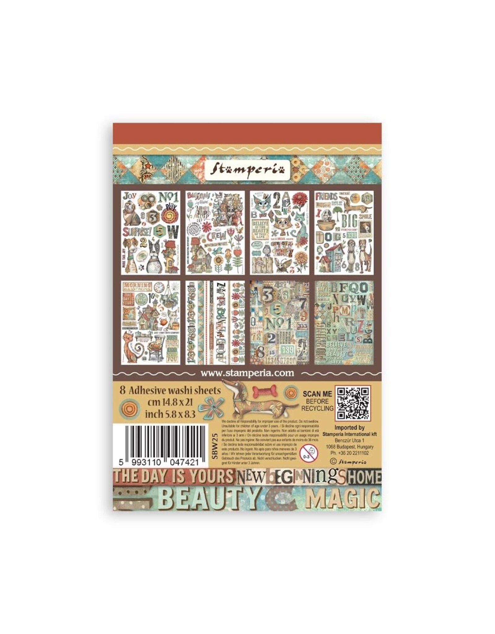 STAMPERIA STAMPERIA FURRY FRIENDS A5 WASHI PAD