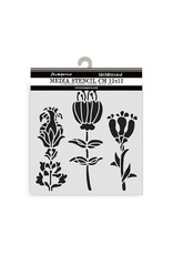 STAMPERIA STAMPERIA FURRY FRIENDS STYLIZED FLOWERS 12x12cm STENCIL