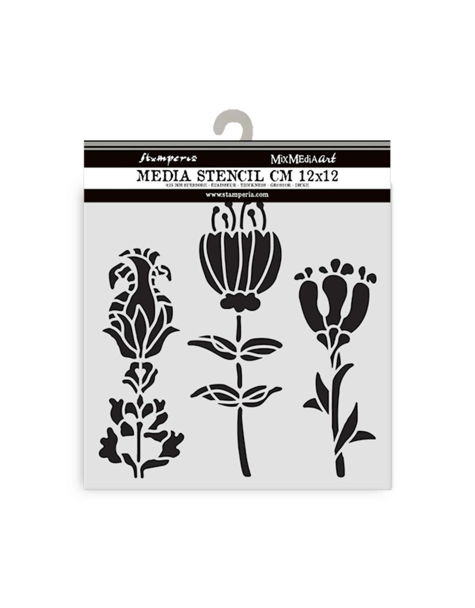 STAMPERIA STAMPERIA FURRY FRIENDS STYLIZED FLOWERS 12x12cm STENCIL