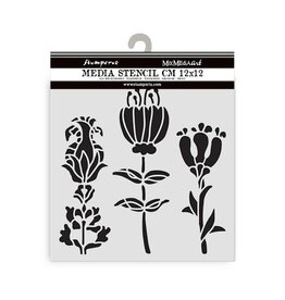 STAMPERIA STAMPERIA FURRY FRIENDS STYLIZED FLOWERS 12x12cm STENCIL