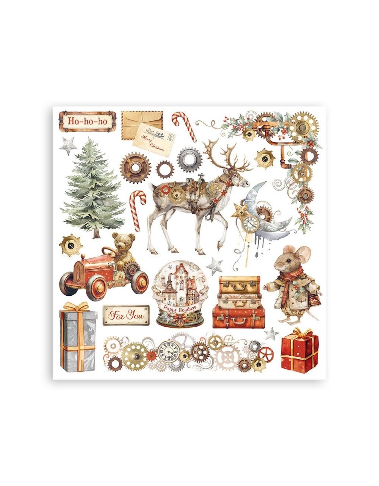STAMPERIA STAMPERIA GEAR UP FOR CHRISTMAS ASSORTED RUB-ONS 6/PK