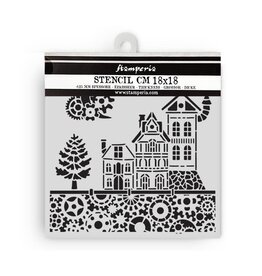 STAMPERIA STAMPERIA GEAR UP FOR CHRISTMAS HOUSES 18x18cm STENCIL
