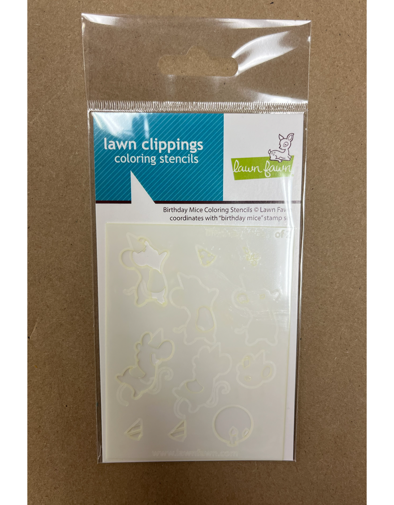 LAWN FAWN LAWN FAWN BIRTHDAY MICE COLORING STENCIL SET