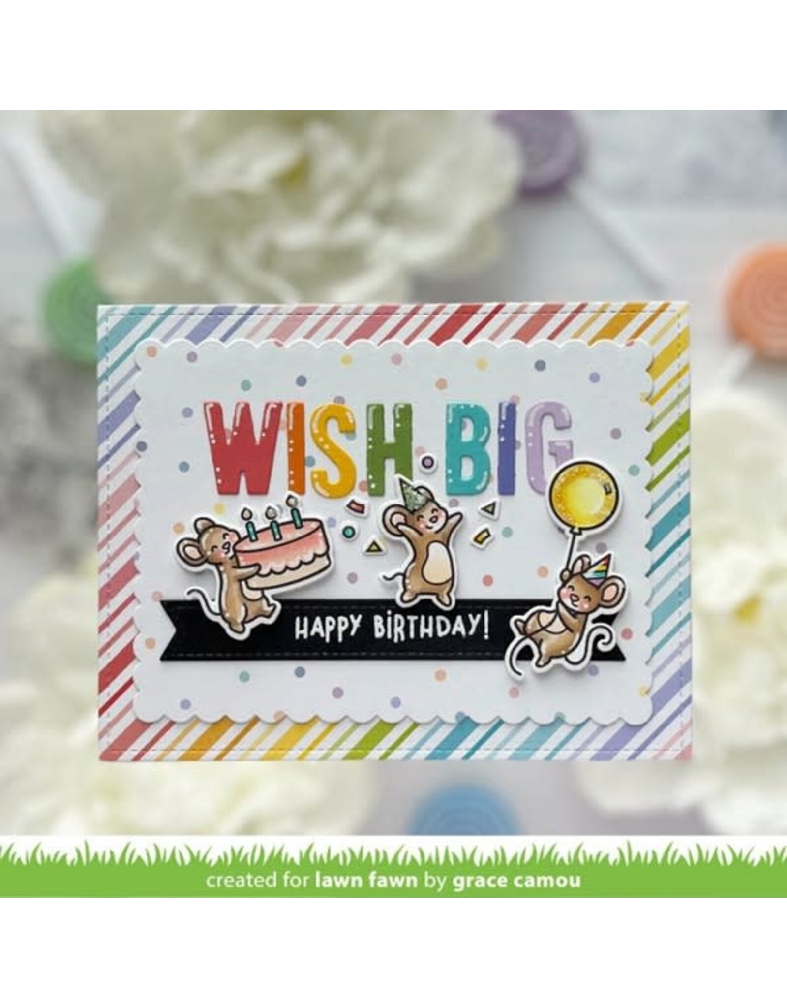 LAWN FAWN LAWN FAWN BIRTHDAY MICE COLORING STENCIL SET