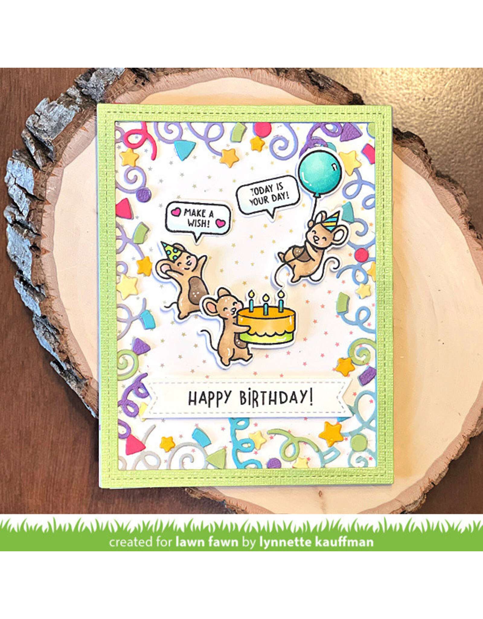 LAWN FAWN LAWN FAWN BIRTHDAY MICE COLORING STENCIL SET