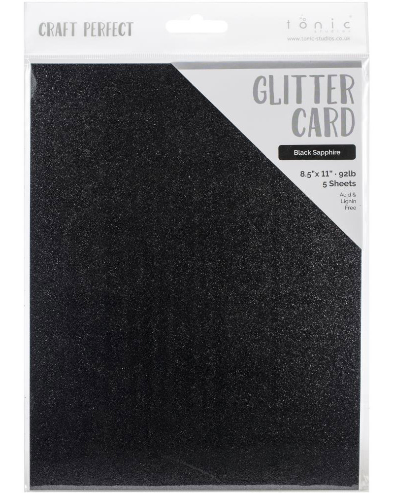 TONIC TONIC STUDIOS GLITTER CARD BLACK SAPPHIRE 8.5x11 5PK