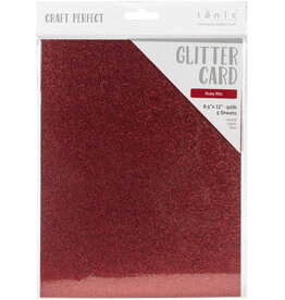 TONIC TONIC STUDIOS GLITTER CARD RUBY RITZ 8.5X11 5PK