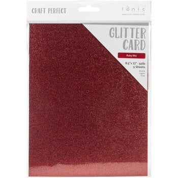 TONIC TONIC STUDIOS GLITTER CARD RUBY RITZ 8.5X11 5PK