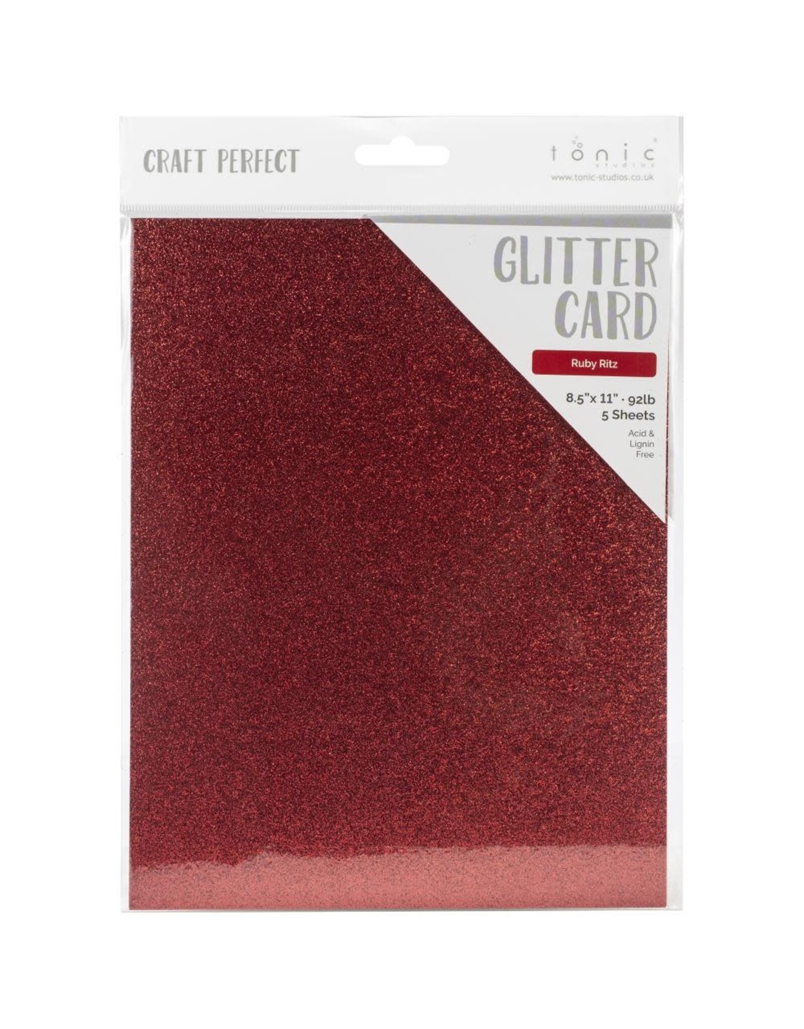 TONIC TONIC STUDIOS GLITTER CARD RUBY RITZ 8.5X11 5PK
