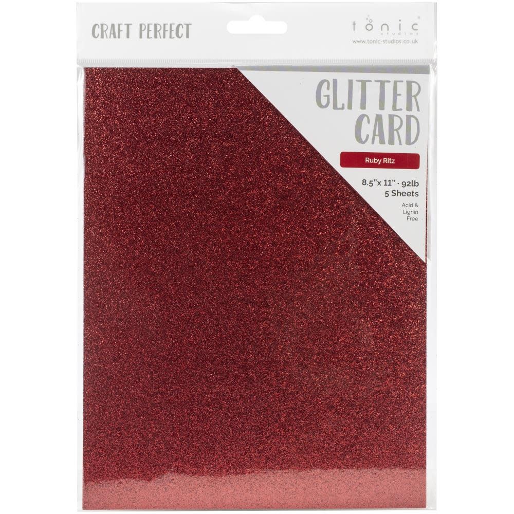 TONIC TONIC STUDIOS GLITTER CARD RUBY RITZ 8.5X11 5PK