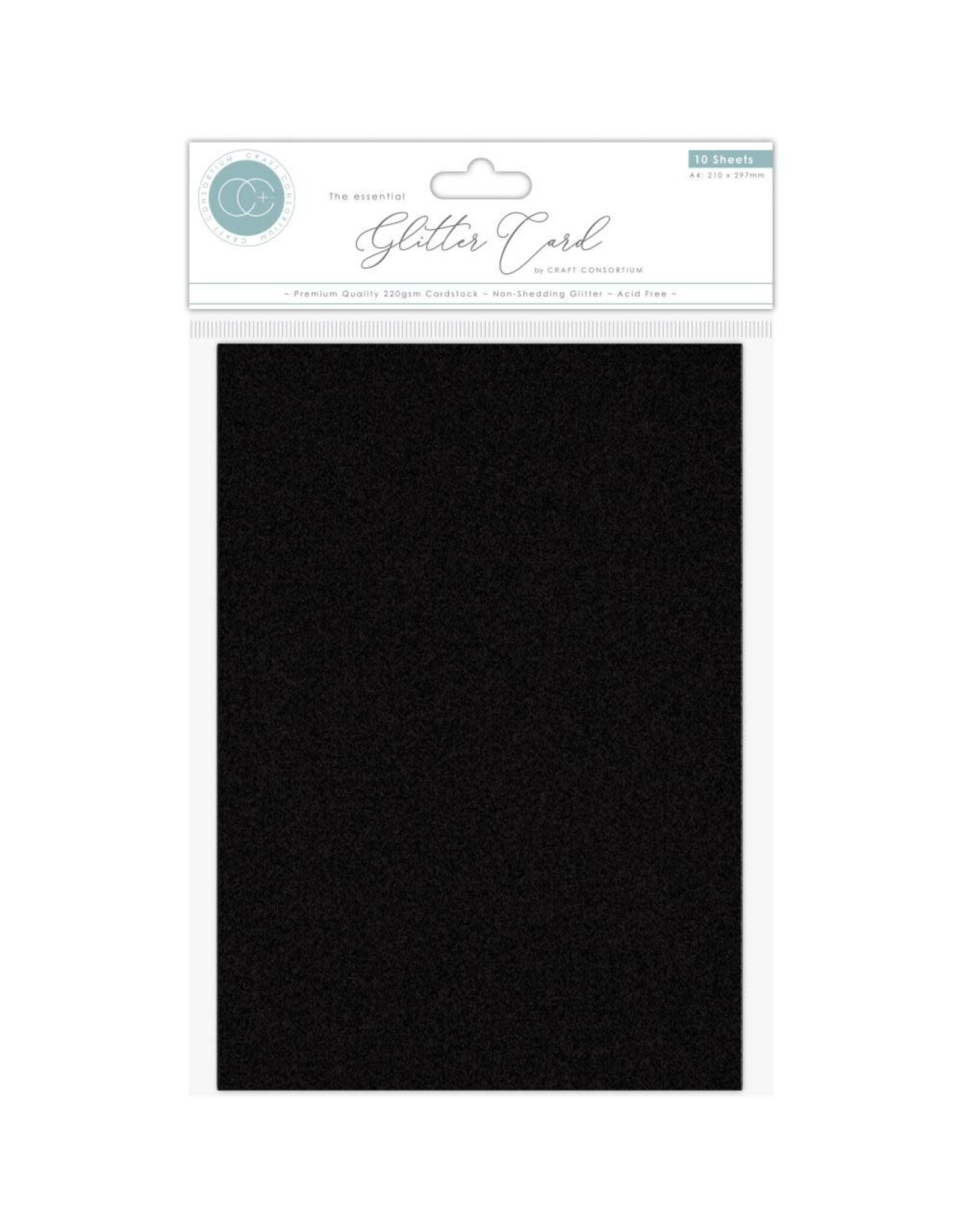 CRAFT CONSORTIUM CRAFT CONSORTIUM THE ESSENTIAL A4 GLITTER CARDSTOCK 10 SHEETS - BLACK