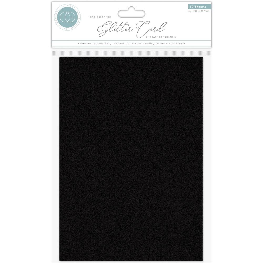 CRAFT CONSORTIUM THE ESSENTIAL A4 GLITTER CARDSTOCK 10 SHEETS - BLACK