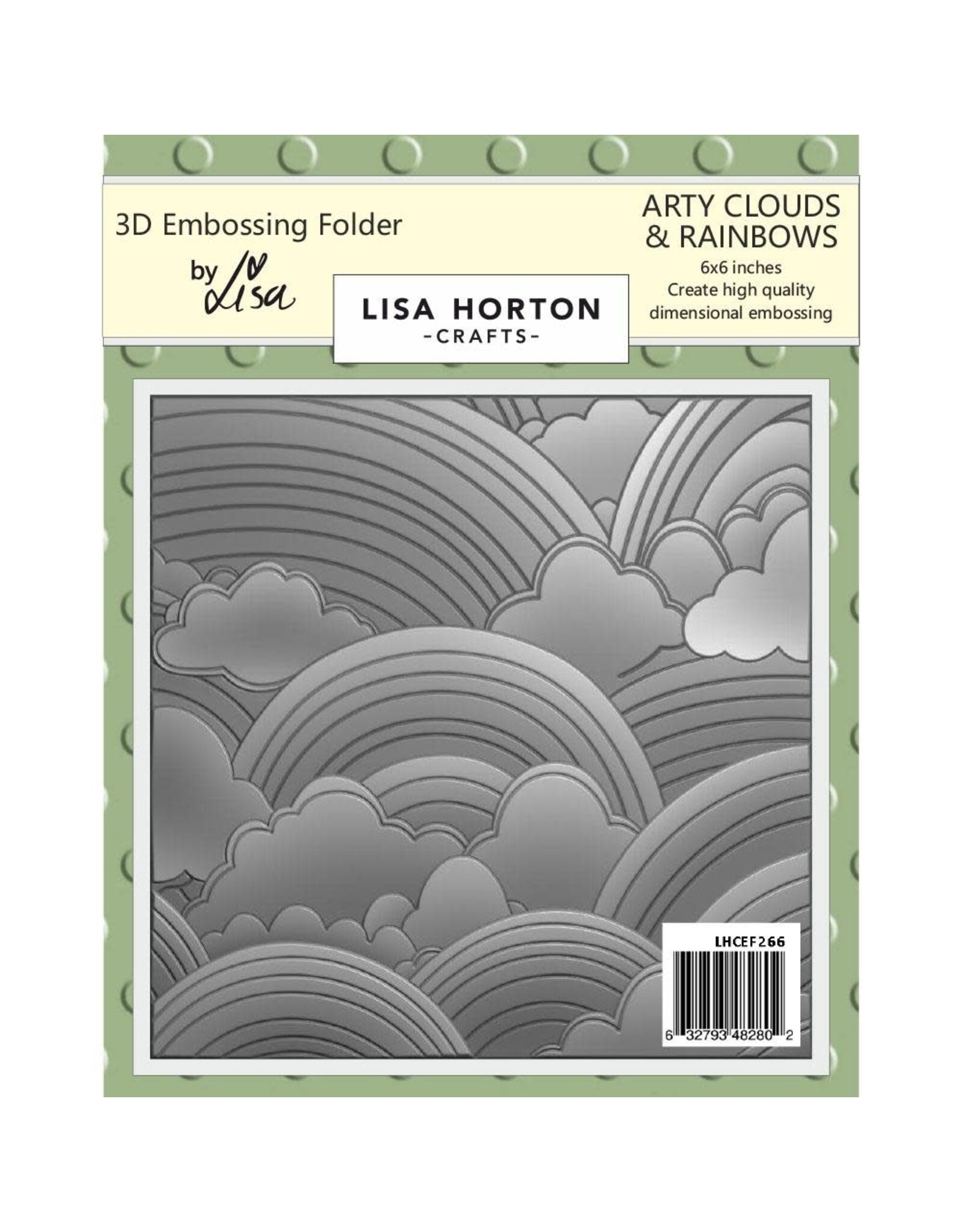 LISA HORTON CRAFTS LISA HORTON CRAFTS ARTY CLOUDS AND RAINBOWS 6x6 3D EMBOSSING FOLDER