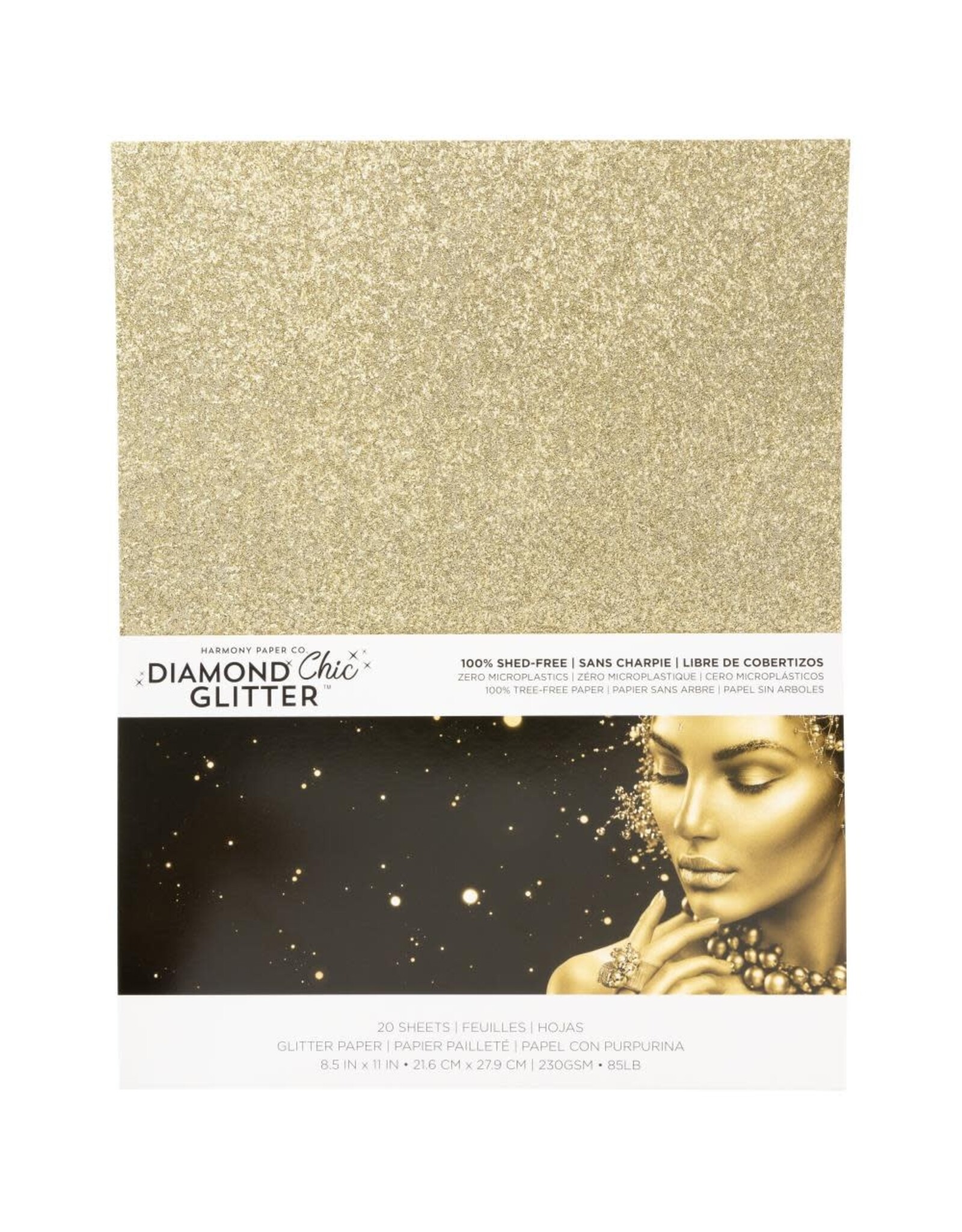 HARMONY PAPER HARMONY PAPER DIAMOND CHIC GOLD DUST 8.5x11 GLITTER CARDSTOCK 20/PK