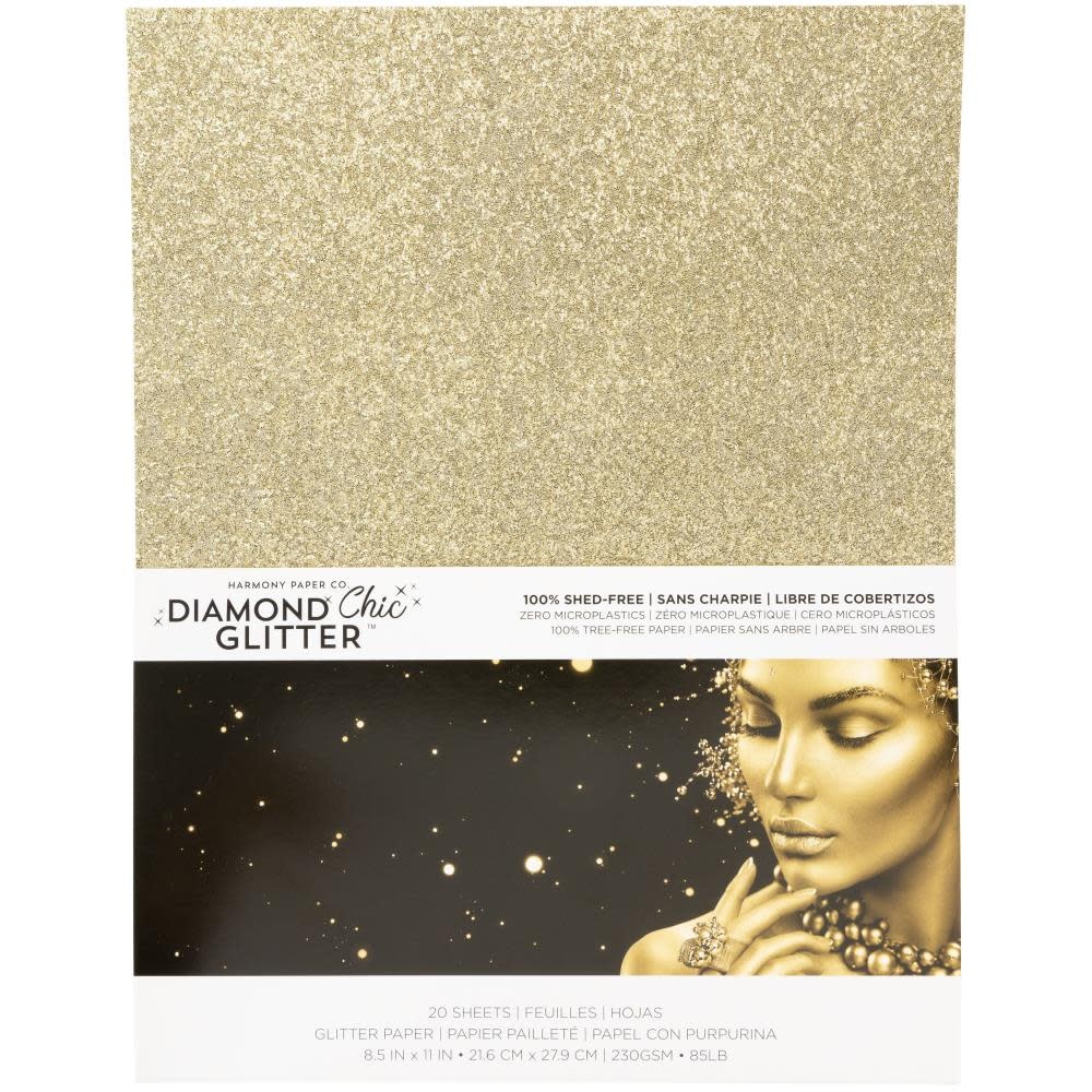 HARMONY PAPER DIAMOND CHIC GOLD DUST 8.5x11 GLITTER CARDSTOCK 20/PK