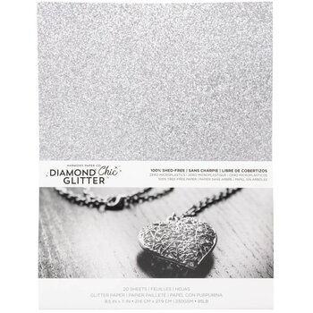 HARMONY PAPER DIAMOND CHIC PLATINUM 8.5x11 GLITTER CARDSTOCK 20/PK