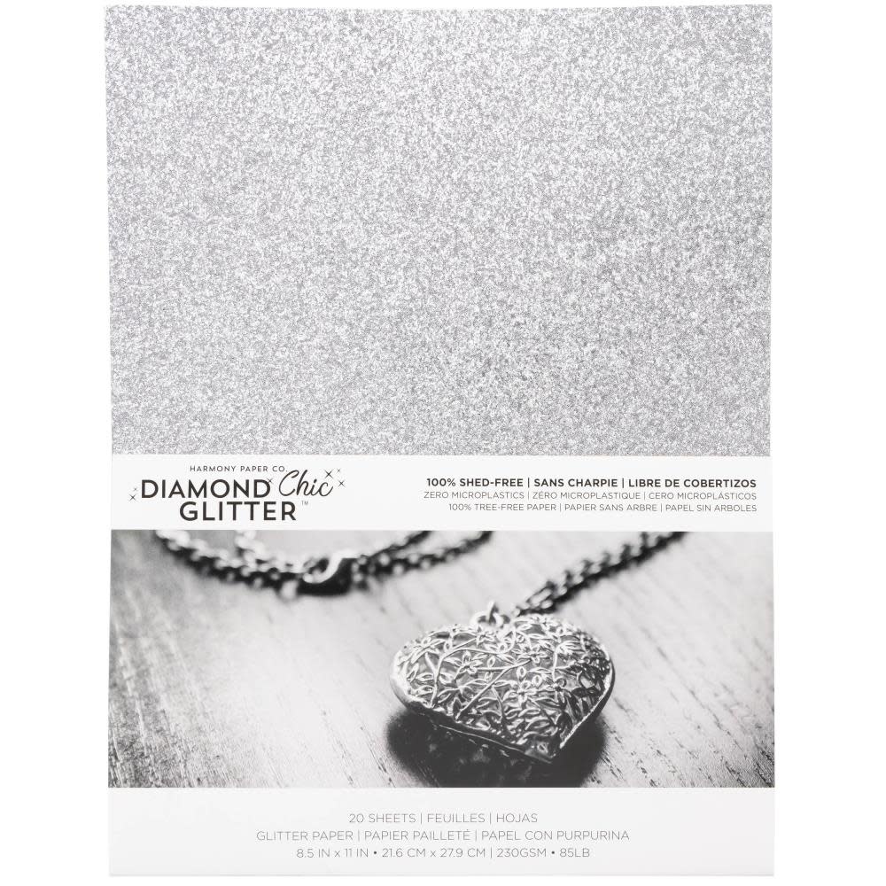 HARMONY PAPER DIAMOND CHIC PLATINUM 8.5x11 GLITTER CARDSTOCK 20/PK
