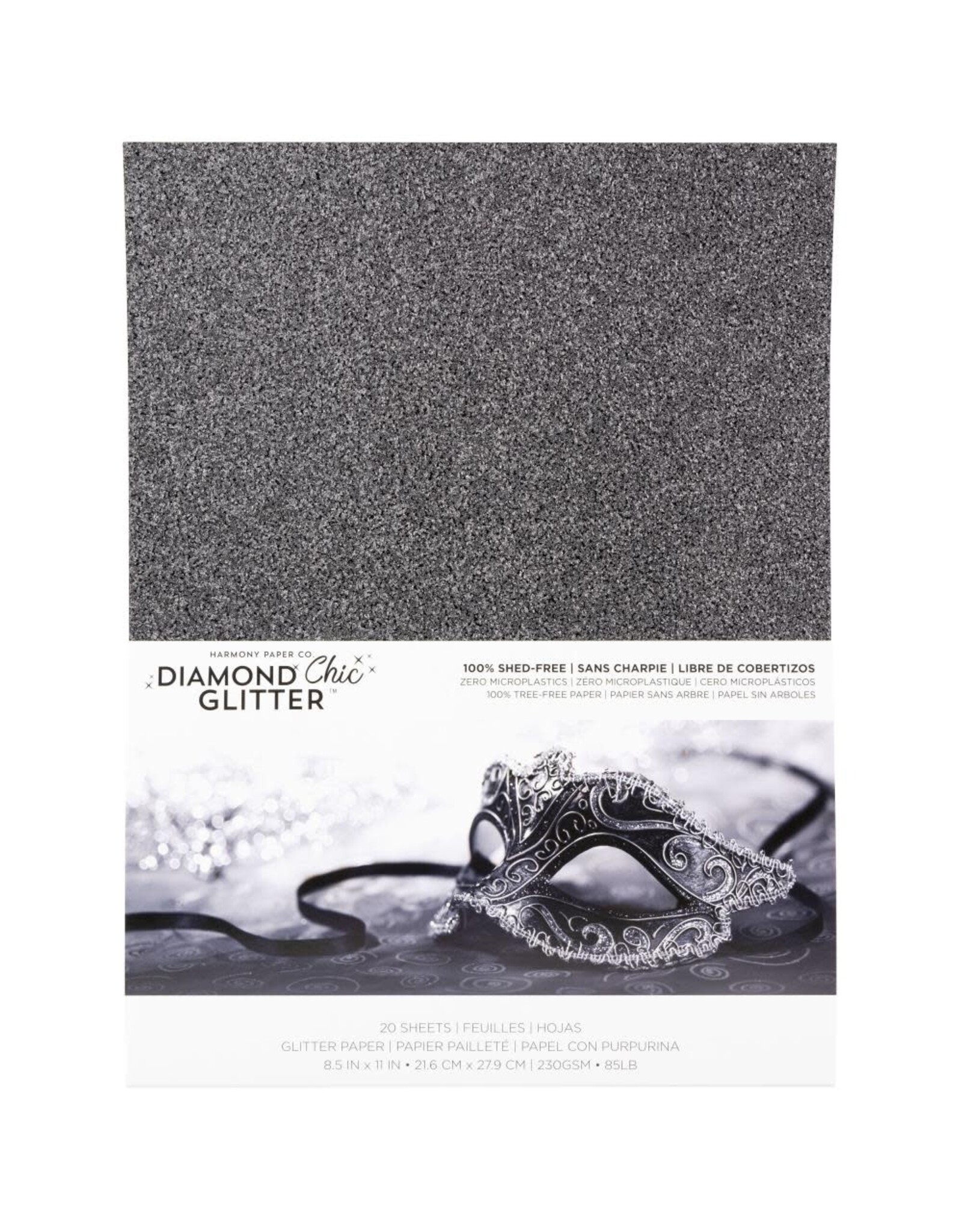 HARMONY PAPER HARMONY PAPER DIAMOND CHIC MIDNIGHT MASQUERADE 8.5x11 GLITTER CARDSTOCK 20/PK
