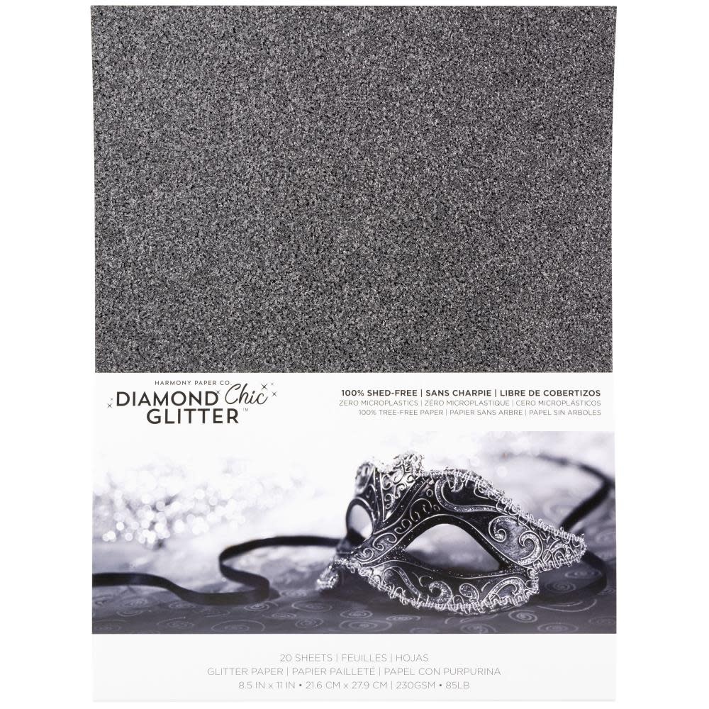 HARMONY PAPER DIAMOND CHIC MIDNIGHT MASQUERADE 8.5x11 GLITTER CARDSTOCK 20/PK