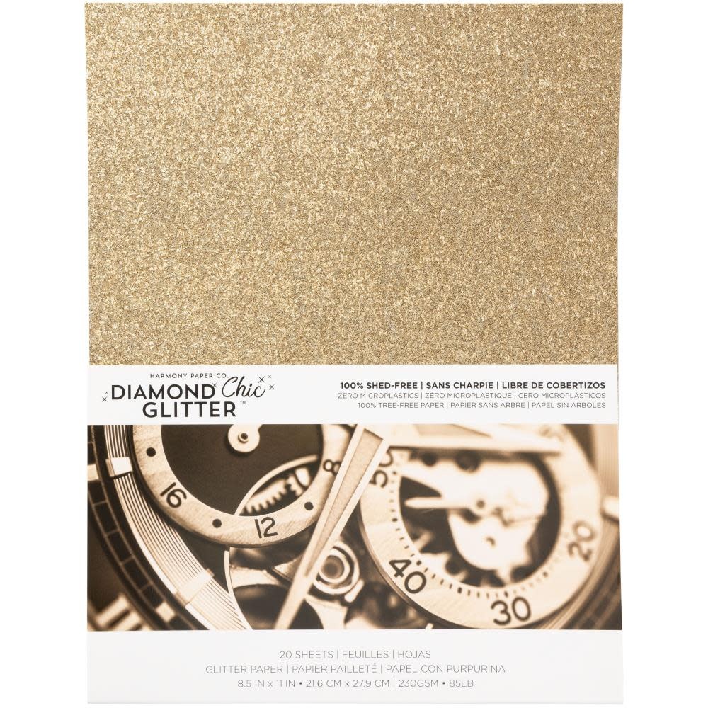 HARMONY PAPER DIAMOND CHIC ROSE GOLD 8.5x11 GLITTER CARDSTOCK 20/PK