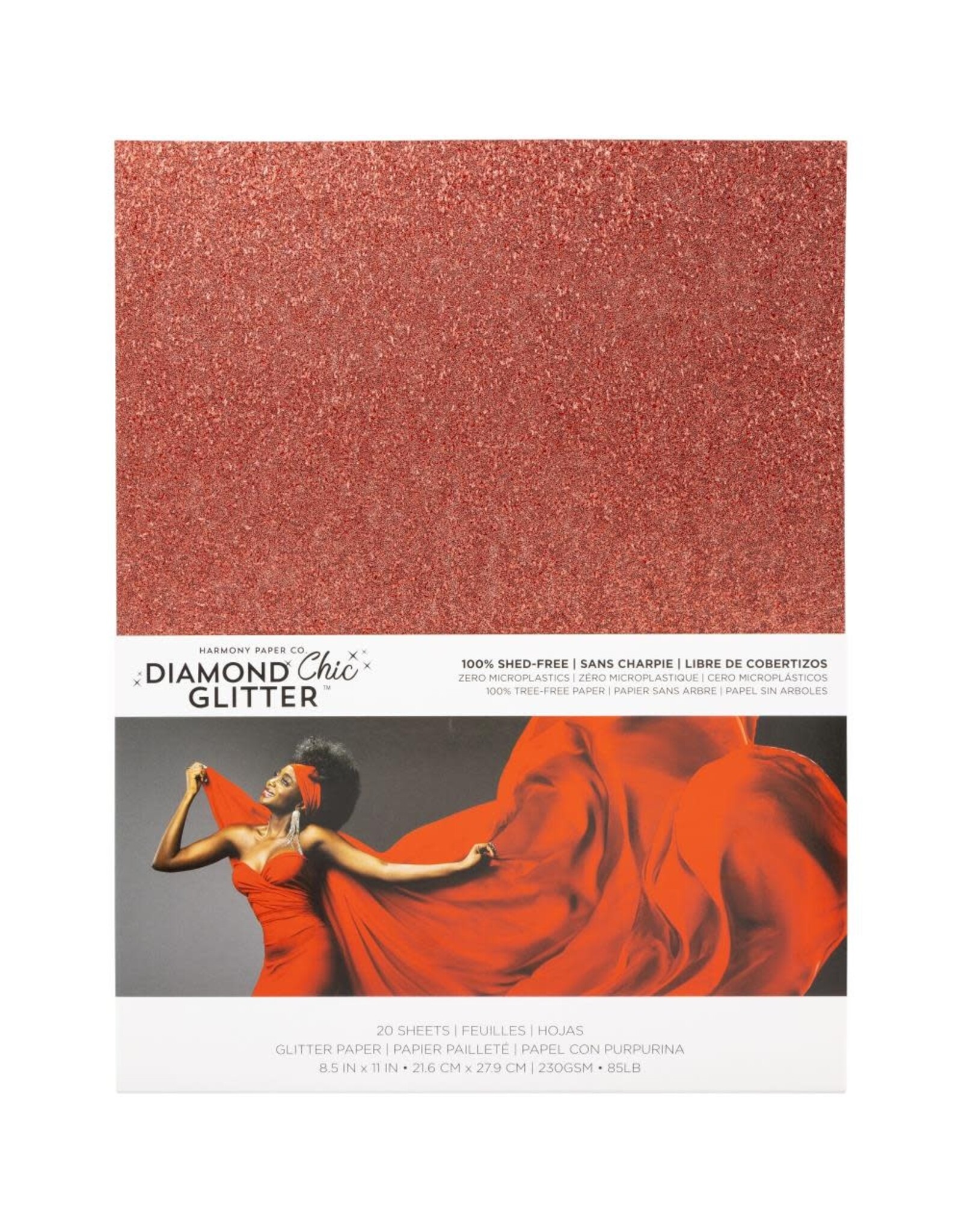 HARMONY PAPER HARMONY PAPER DIAMOND CHIC SCARLET 8.5x11 GLITTER CARDSTOCK 20/PK