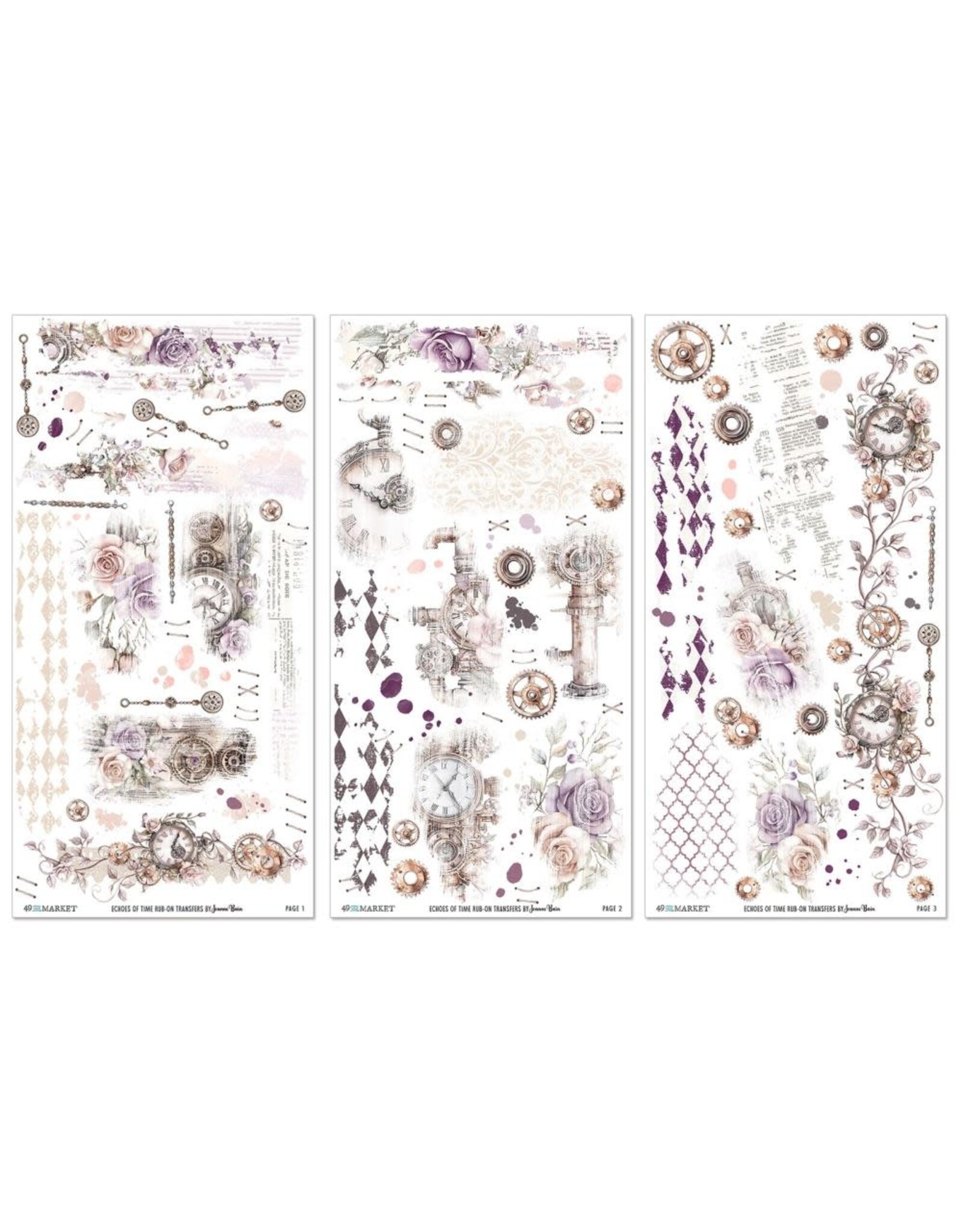 49 AND MARKET 49 AND MARKET ECHOES OF TIME 6x12 RUB-ON TRANSFER SET 3/PK