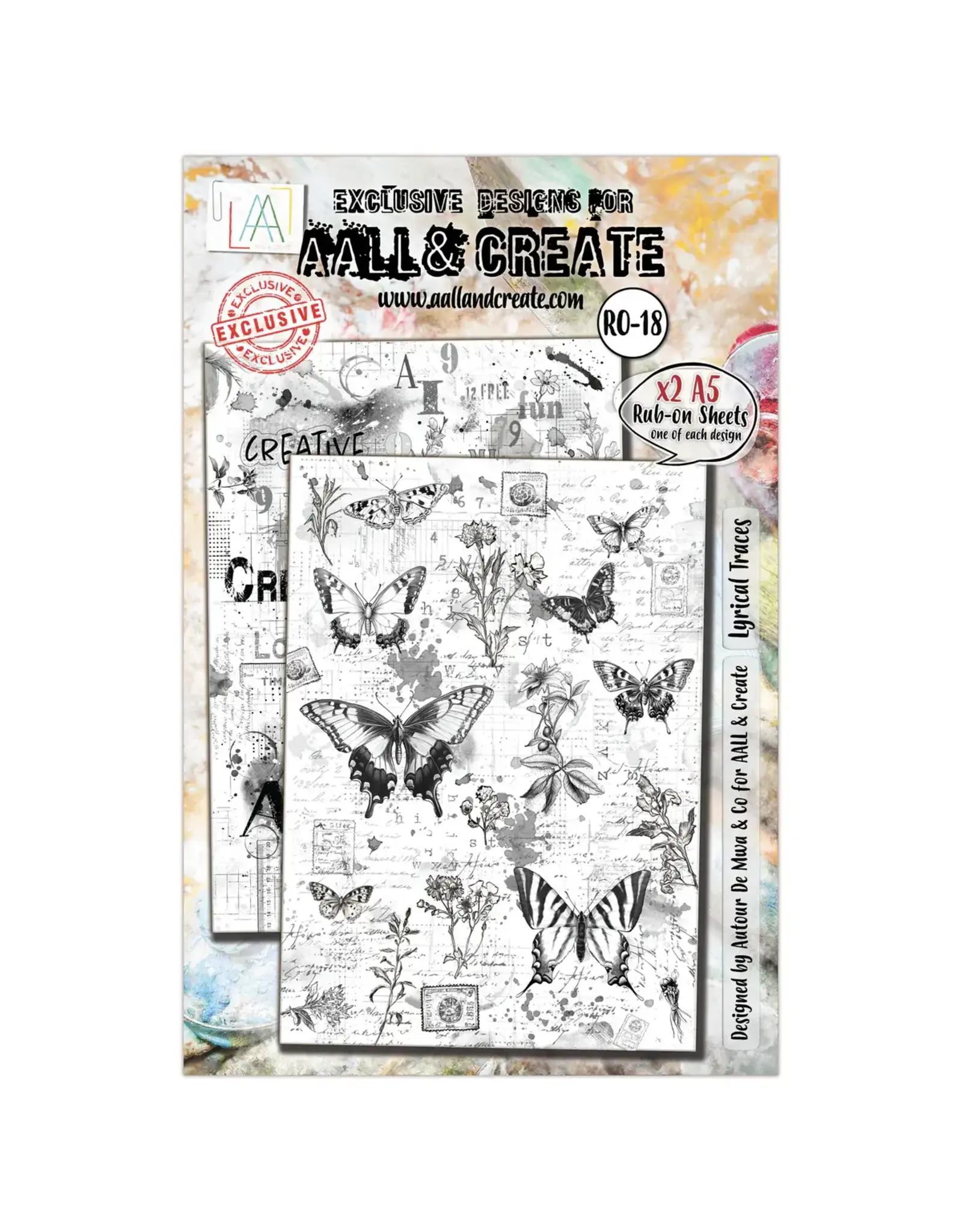 AALL & CREATE AALL & CREATE AUTOUR DE MWA #18 LYRICAL TRACES A5 RUB-ON SHEETS 2/PK