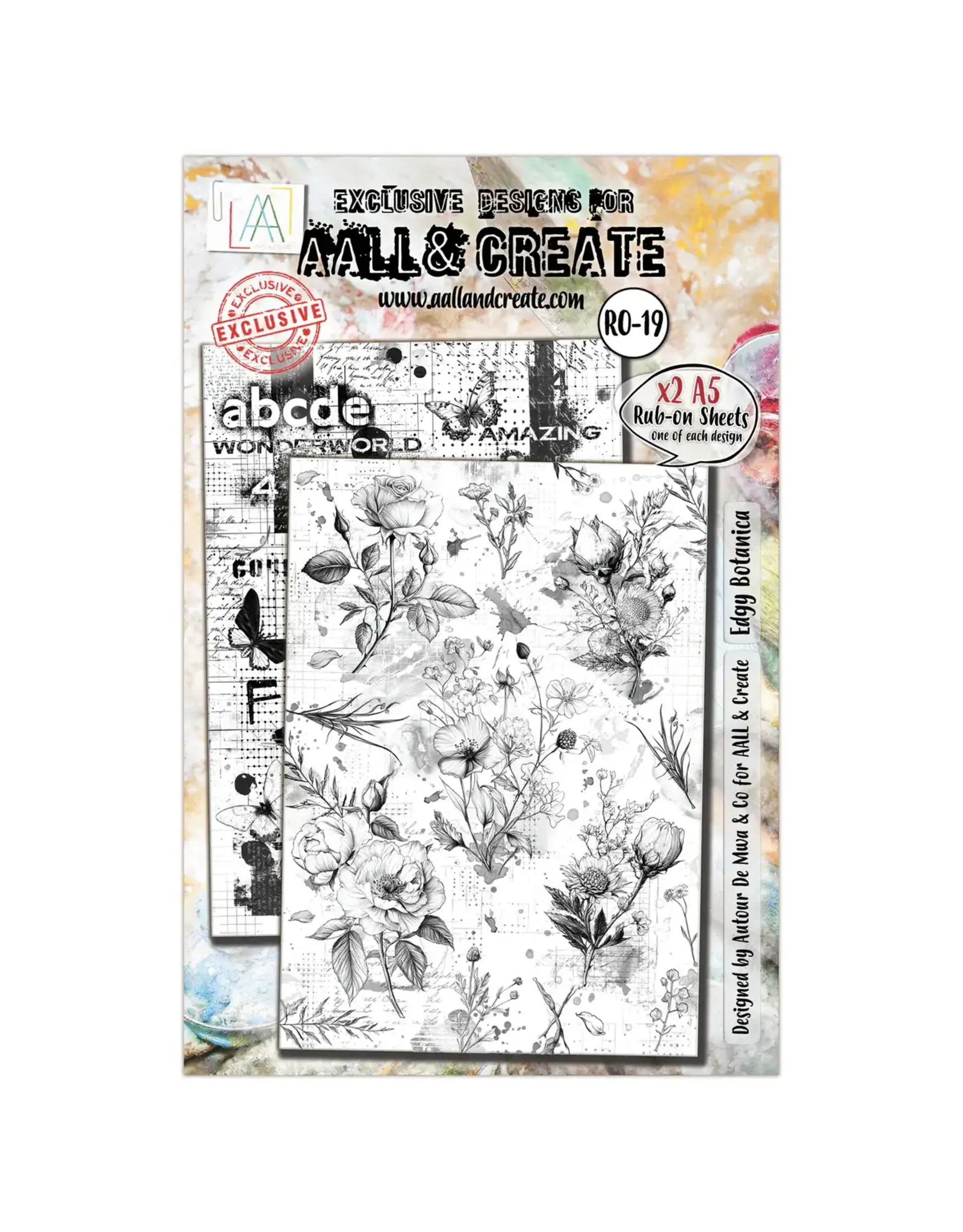 AALL & CREATE AALL & CREATE AUTOUR DE MWA #19 EDGY BOTANICA A5 RUB-ON SHEETS 2/PK