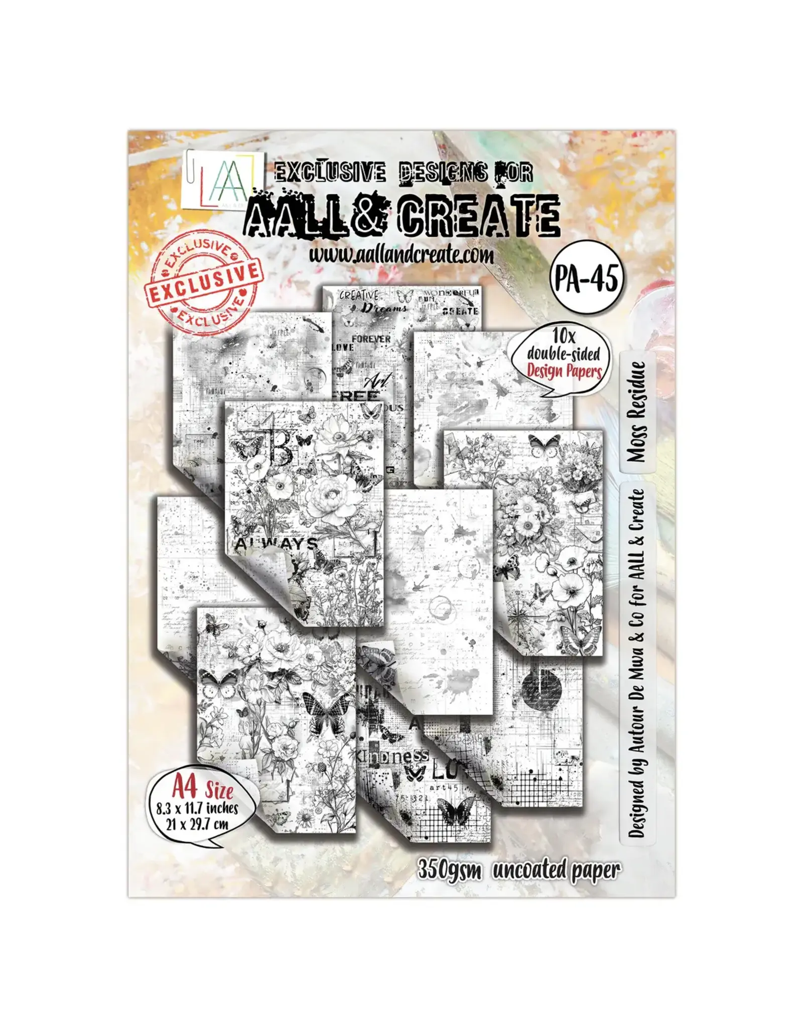 AALL & CREATE AALL & CREATE AUTOUR DE MWA & CO #45 MOSS RESIDUE A4 DOUBLE-SIDED DESIGN PAPERS 10/PK