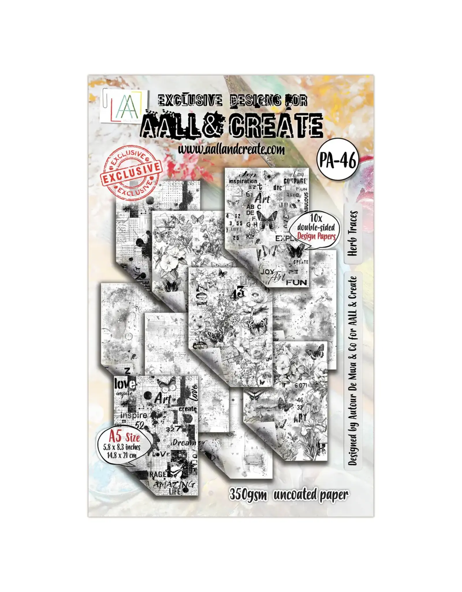 AALL & CREATE AALL & CREATE AUTOUR DE MWA & CO #46 HERB TRACES A5 DOUBLE-SIDED DESIGN PAPERS 10/PK