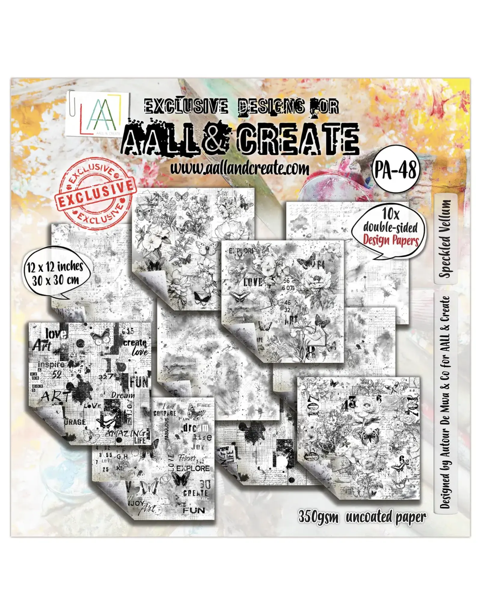 AALL & CREATE AALL & CREATE AUTOUR DE MWA & CO #48 SPECKLED VELLUM 12x12 DOUBLE-SIDED DESIGN PAPERS 10/PK