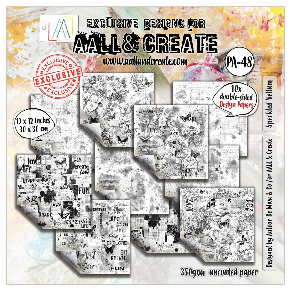 AALL & CREATE AALL & CREATE AUTOUR DE MWA & CO #48 SPECKLED VELLUM 12x12 DOUBLE-SIDED DESIGN PAPERS 10/PK