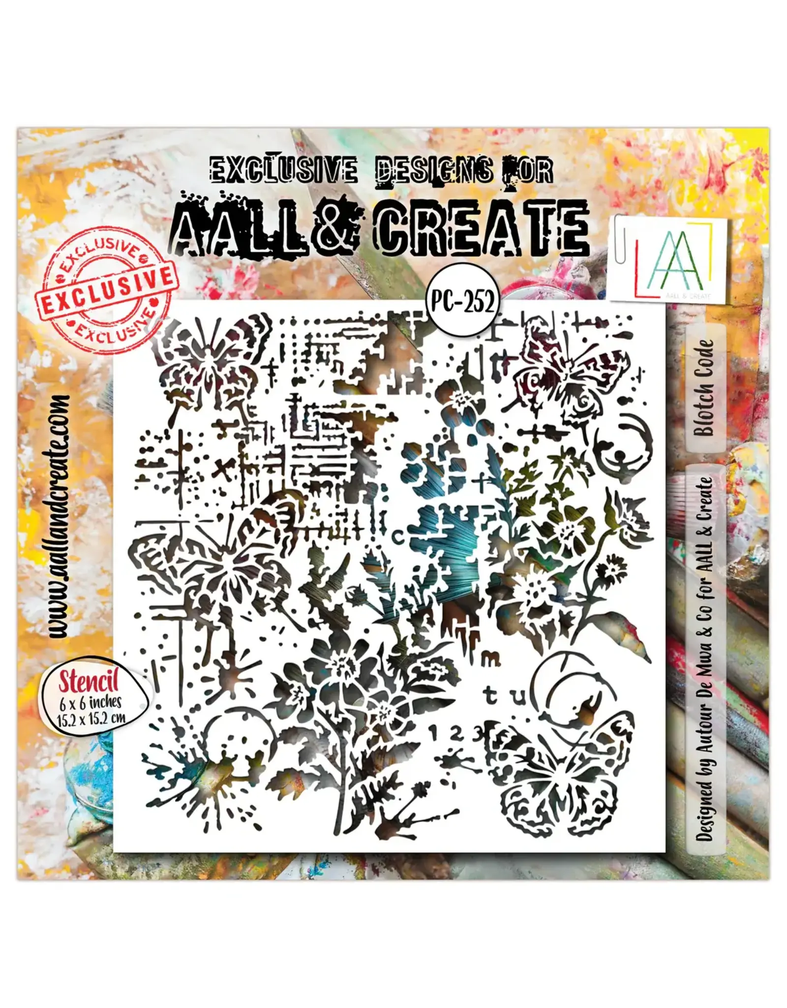 AALL & CREATE AALL & CREATE AUTOUR DE MWA #252 BLOTCH CODE 6X6 STENCIL